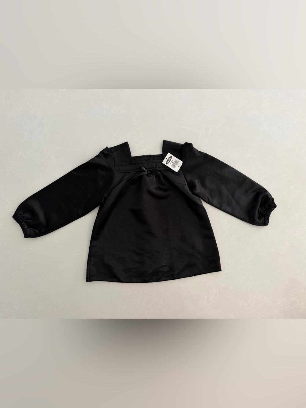 NWT Old Navy Toddler Girl Black Satin Bow Top • Size 3T